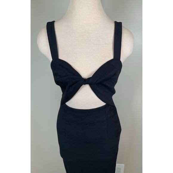 Shona Joy Simone Fitted Cutout Black Midi Dress Size 4 - Picture 3 of 8